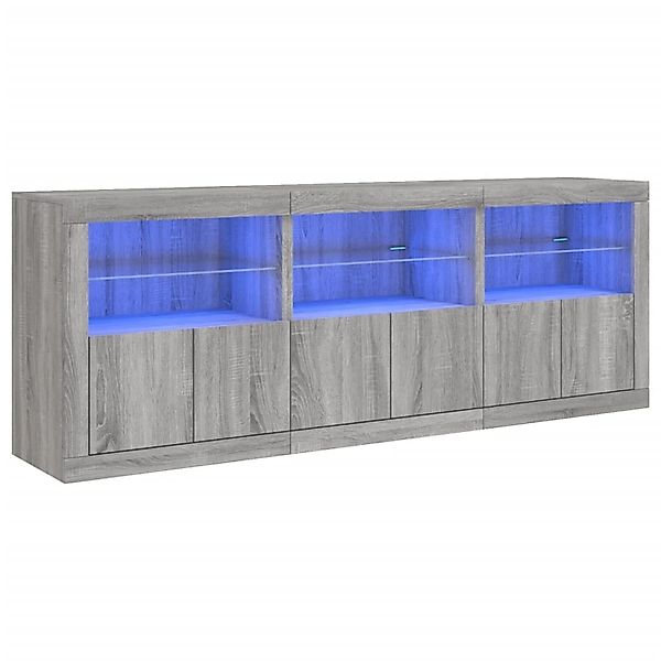 vidaXL Sideboard mit LED-Leuchten Grau Sonoma 181,5x37x67 cm 3209007 günstig online kaufen