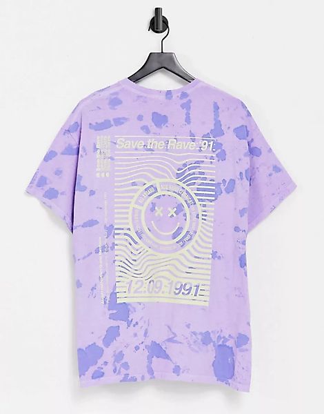 Topman – Oversize-T-Shirt mit Batikmuster und „Save the Rave“-Print auf der günstig online kaufen