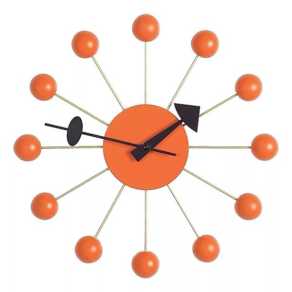 Vitra - Ball Clock Nelson Wanduhr - orange/Zeiger schwarz/Holz/Ø33cm günstig online kaufen