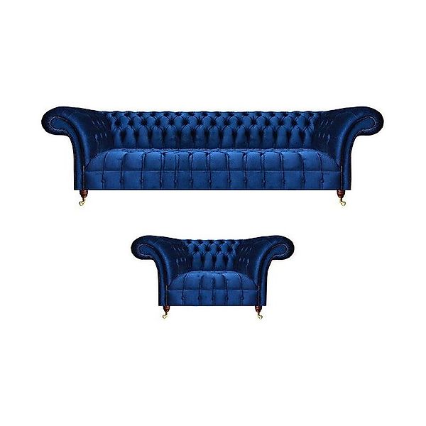 JVmoebel Chesterfield-Sofa Wohnzimmer Sofagarnitur Textil Sessel Sofa Dreis günstig online kaufen