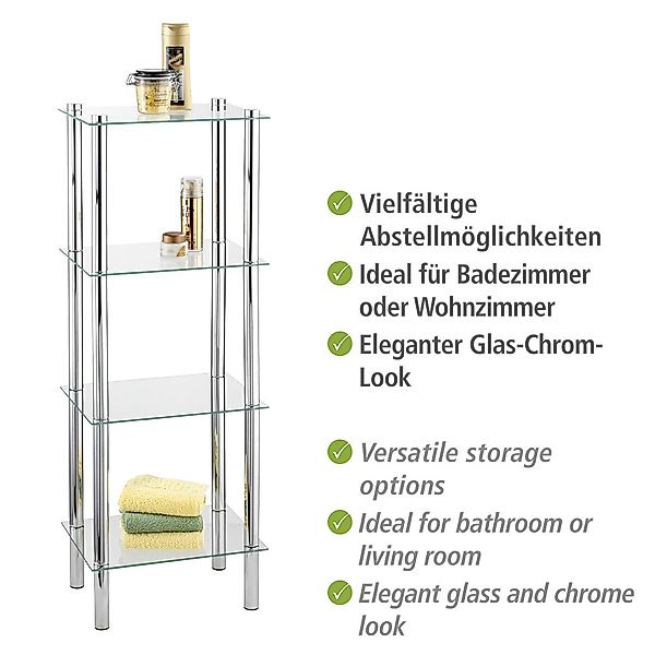 Wenko Regal Yago Viereckig Chrom mit 4 Glasablagen 104 cm x 40 cm x 30 cm günstig online kaufen