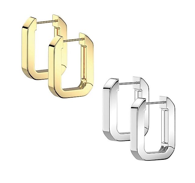 viva-adorno Paar Creolen eckig Edelstahl Damenohrringe rechteckig Ohrringe günstig online kaufen