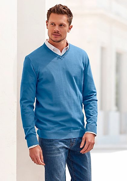 H.I.S Strickpullover mit V-Ausschnitt, Pullover aus Feinstrick, Baumwollmis günstig online kaufen