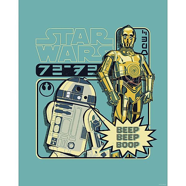 Komar Wandbild Star Wars Beep Boop 40 cm x 50 cm Blau günstig online kaufen
