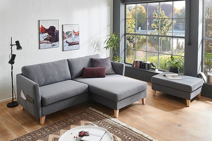 ATLANTIC home collection Ecksofa »Mailo L-Form« mit Seitentaschen, Recamier günstig online kaufen