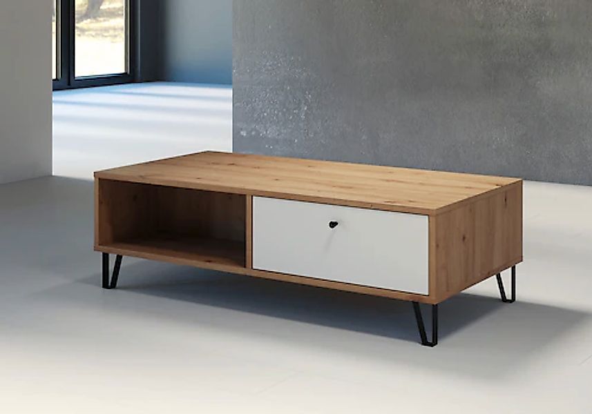 Places of Style Couchtisch »Tarragona«, Sofatisch mit 2 Ablagen und 2 Schub günstig online kaufen