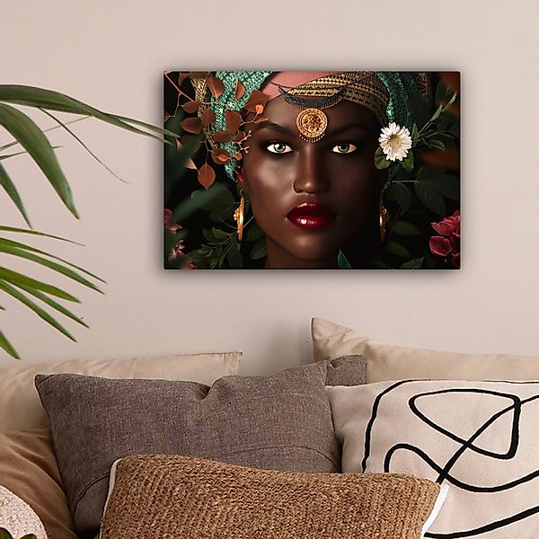 OneMillionCanvasses® Leinwandbild Frau - Blumen - günstig online kaufen
