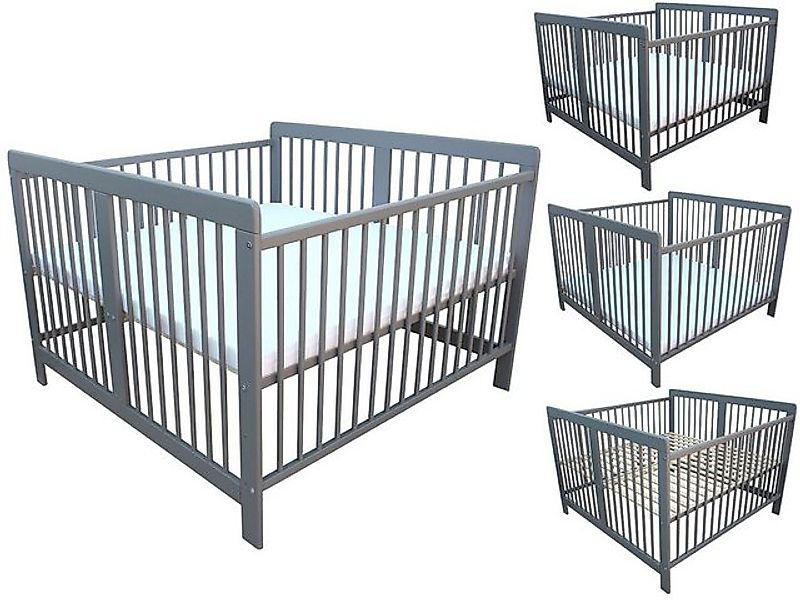 Micoland Kinderbett Zwillingsbett grau mit 2 Matratzen 120x120cm günstig online kaufen