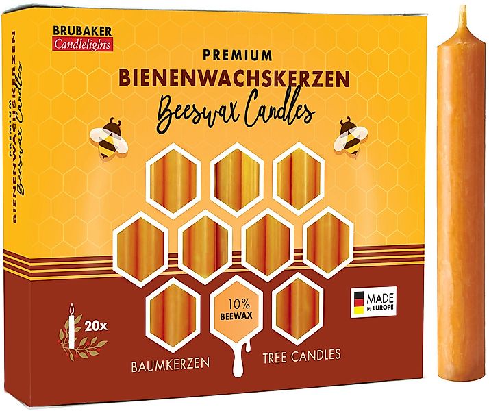 BRUBAKER Bienenwachskerze Honig-gelbe Baumkerzen aus echtem günstig online kaufen