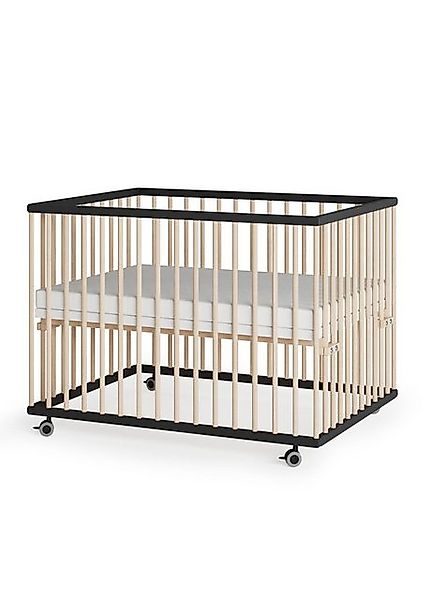 Sämann Babybett Laufgitter 75x100 cm Matratze schwarz/natur Premium Kollekt günstig online kaufen