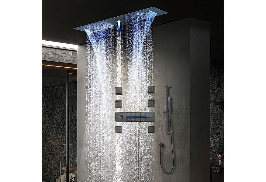 Oihpaw Duschsystem 900 x 300 mm 4 Funktions LED Musik Duschkopf, Ganzkörper günstig online kaufen
