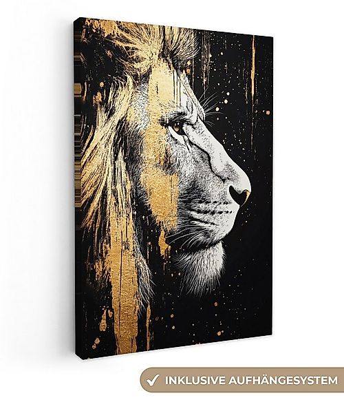 OneMillionCanvasses® Leinwandbild Porträt - Löwe - Abstrakt - Gold, Fotodru günstig online kaufen
