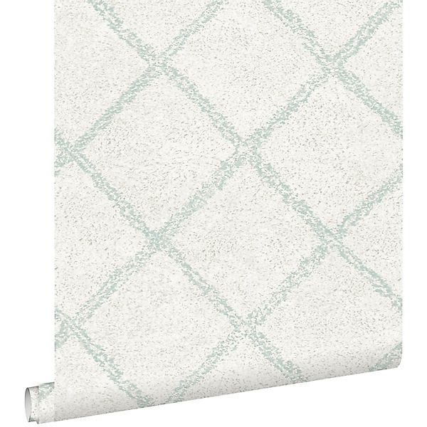 ESTAhome Tapete Orientalisches Berberteppich Motiv Pastell Mintgrün Und Wei günstig online kaufen