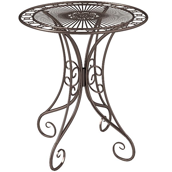 Outsunny Gartentisch rund Ø 85 cm, Terrassentisch mit Metallrahmen, Belastu günstig online kaufen