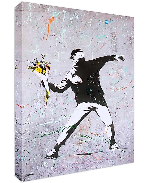 Leinwando Leinwandbild Banksy Flower Riot Bunt günstig online kaufen