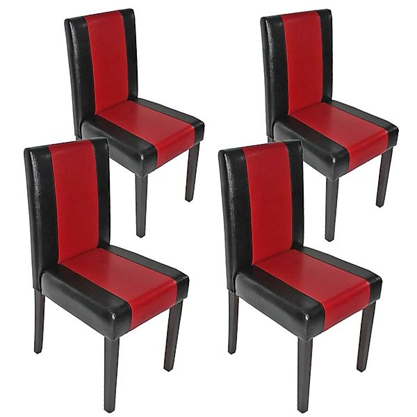 MCW Esszimmerstuhl Littau 4er-Set Kunstleder Schwarz-Rot Dunkle Beine günstig online kaufen