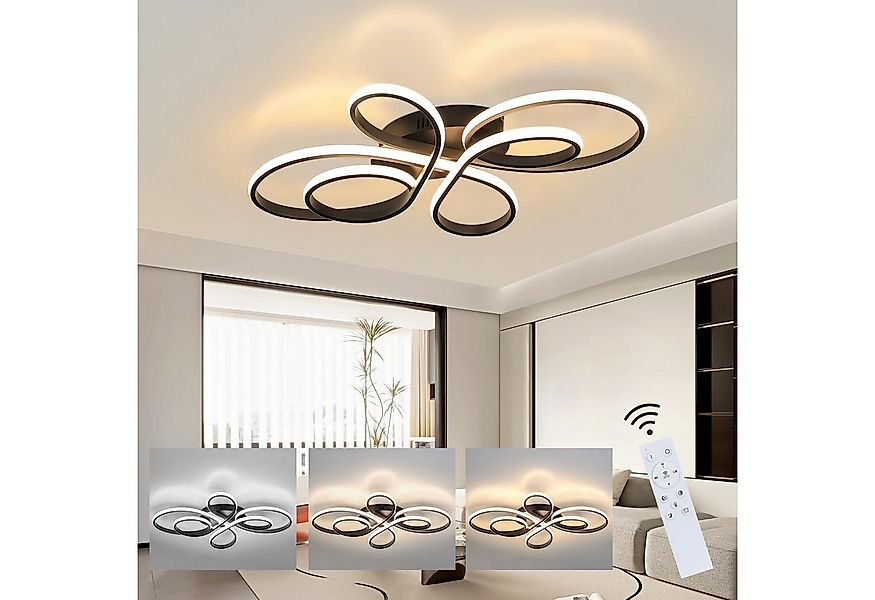 Nettlife LED Deckenleuchte Wohnzimmer Schwarz Dimmbar Modern 66/80/100CM De günstig online kaufen