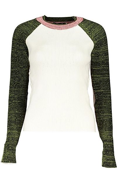 Desigual Strickpullover Weißer Damenpullover mit Rundhals und kontrastieren günstig online kaufen