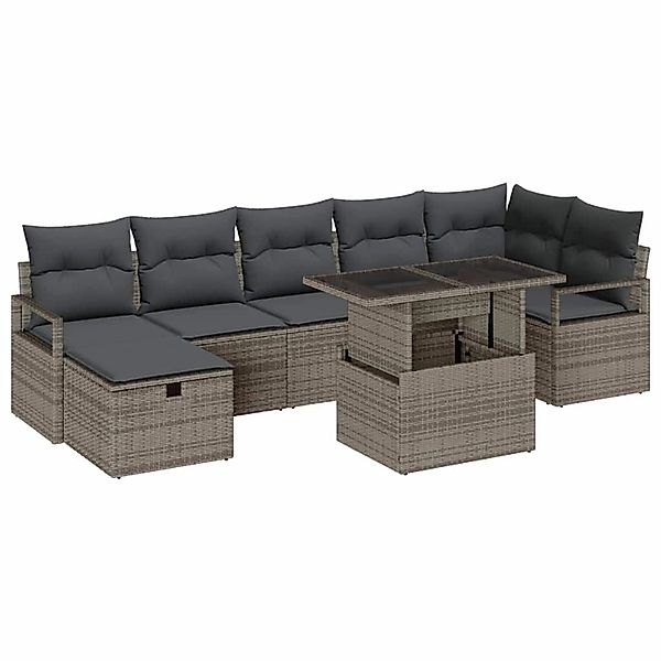 vidaXL 8-Teiliges Garten Sofa Set mit Kissen in Grau Polyrattan 3361138 günstig online kaufen