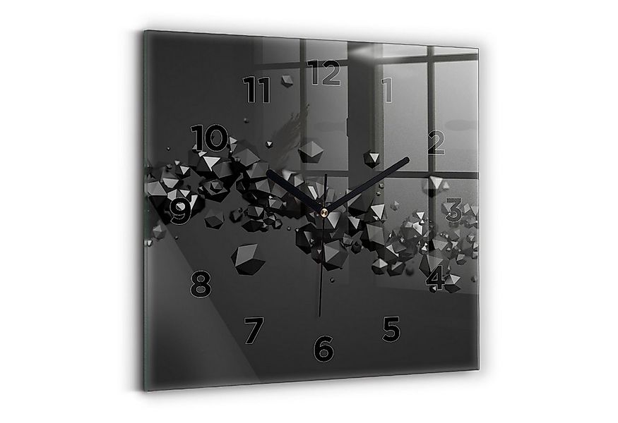 Tulup Wanduhr Moderne Glasuhr Schwarze Abstrakte Rechteckige Uhr aus Gehärt günstig online kaufen