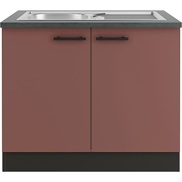 OPTIFIT Nizza407 Küchen-Spülenunterschrank 100 cm Rostrot günstig online kaufen