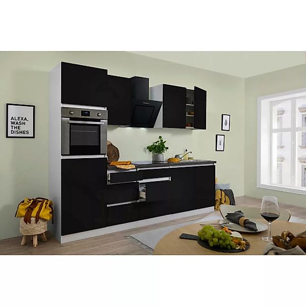 Respekta Küchenblock Premium schwarz Hochglanz B/H/T: ca. 270x220,5x60 cm günstig online kaufen