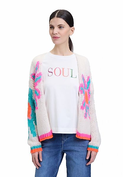 Cartoon Strickjacke "Damen Strick-Cardigan mit Intarsie" 1 Stk. tlg. Rippbü günstig online kaufen