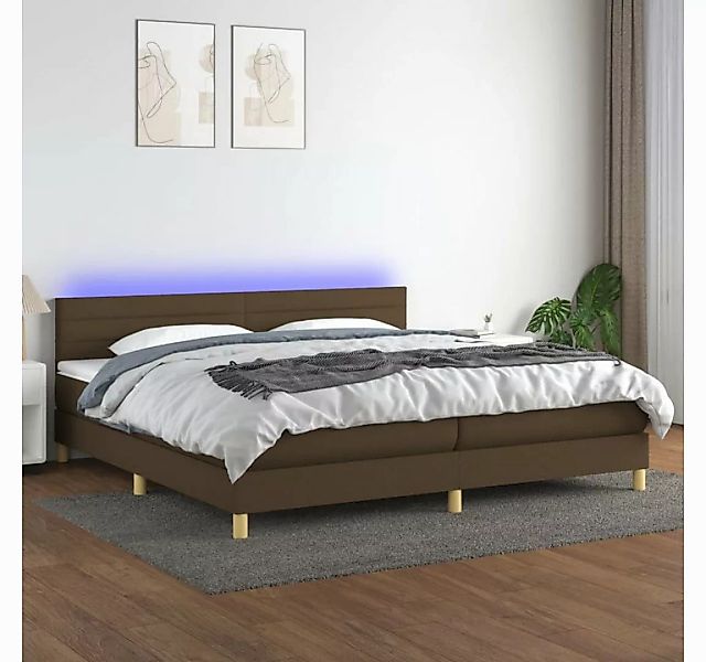 vidaXL Boxspringbett Boxspringbett mit Matratze LED Dunkelbraun 200x200 cm günstig online kaufen