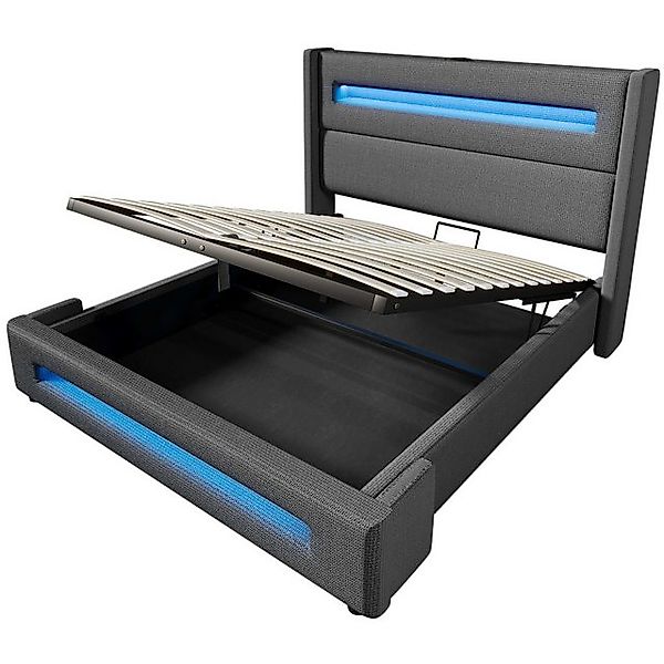 BlingBin Einzelbett Polsterbett Jugendbett (1-tlg., Jugendbett mit LED, hyd günstig online kaufen