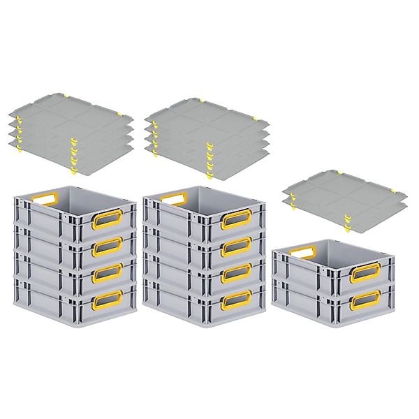 PROREGAL Spar Set 10x Eurobox Nextgen Color Mit Auflagedeckel & Schiebeschn günstig online kaufen