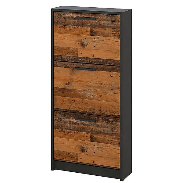 Schuhkipper Vinon grau dunkel Old Wood Nachbildung B/H/T: ca. 52x111x18 cm günstig online kaufen