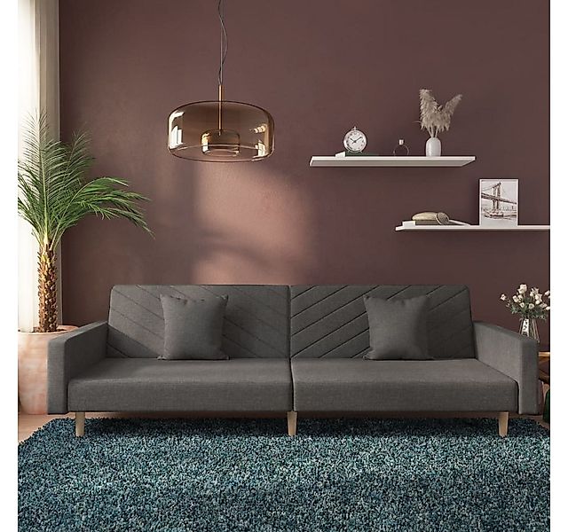 vidaXL Sofa Schlafsofa 2-Sitzer mit 2 Kissen Dunkelgrau Stoff günstig online kaufen