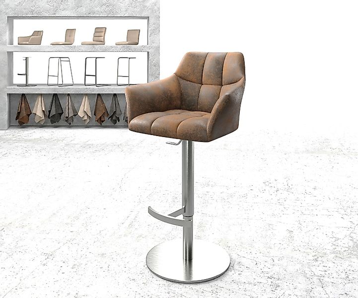 Barstuhl Yulo-Flex Vintage Braun Drehfuß höhenverstellbar Edelstahl günstig online kaufen
