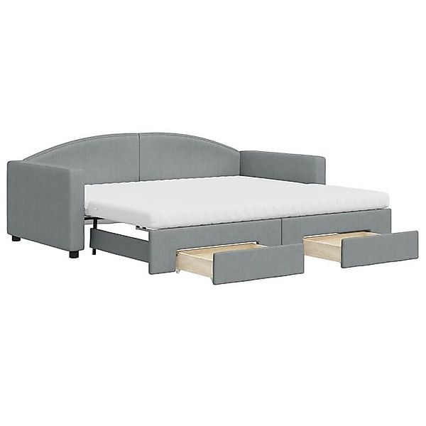vidaXL Ausziehbett, Tagesbett Ausziehbar mit Schubladen Hellgrau 90x190 cm günstig online kaufen