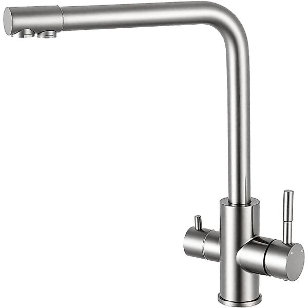 AICA Wasserhahn Silber Küche Spültischarmatur 3-Wege mit Trinkwasserfilter günstig online kaufen