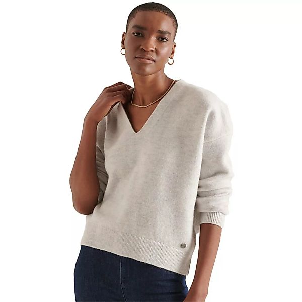 Superdry Studios Slouch Vee Knit Pullover M Pale Grey Marl günstig online kaufen