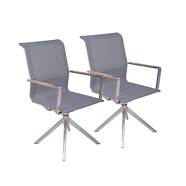 Garden Pleasure Drehstuhl Salida 2er Set 95 cm x 63 cm x 54 cm Silber-Grau günstig online kaufen