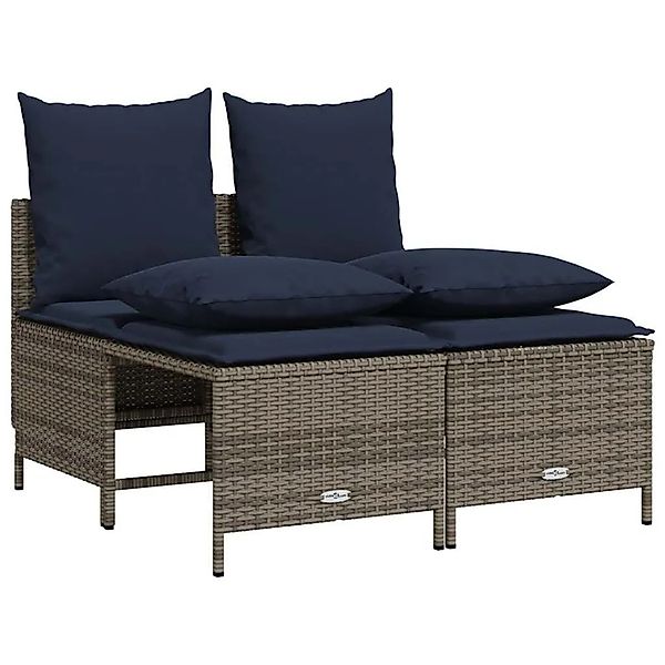 vidaXL 4-Tlg Gartensofa-Set mit Kissen Grau Polyrattan 368387 günstig online kaufen