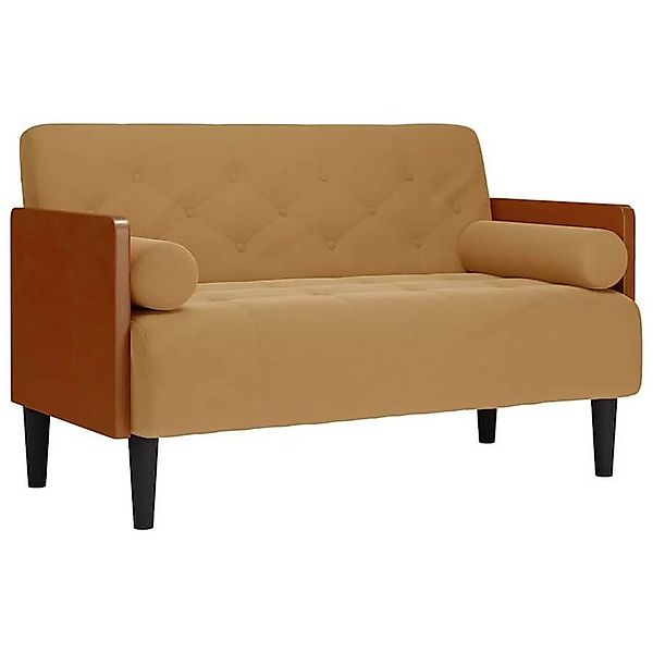 vidaXL Sofa Zweisitzer-Sofa mit Nackenrollen Braun 110 cm Samt günstig online kaufen