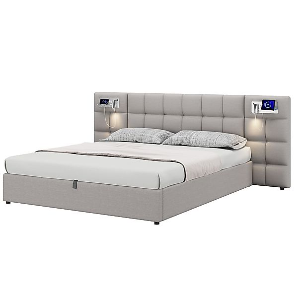 Ulife Boxspringbett Leinen Polsterbett mit USB-Port günstig online kaufen
