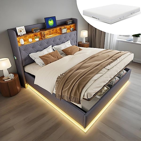 OKWISH Polsterbett Funktionsbett,Stauraumbett,Doppelbett,Gästebett (Luxuriö günstig online kaufen