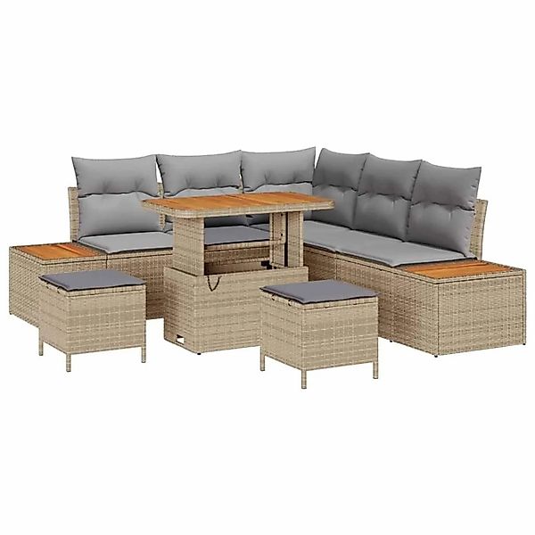 vidaXL Gartensofa-Set mit Kissen mit Speicher 8 Stk Beige Poly Rattan 33648 günstig online kaufen