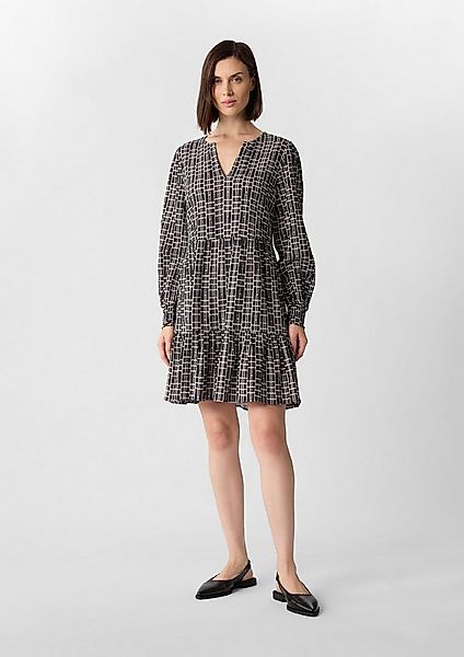 comma Minikleid Kleid Strukturiertes Printkleid mit Manschetten und Volants günstig online kaufen
