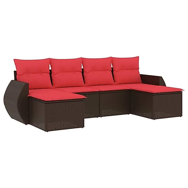 vidaXL 6-Tlg Gartensofa-Set mit Kissen Braun Polyrattan 3221723 günstig online kaufen