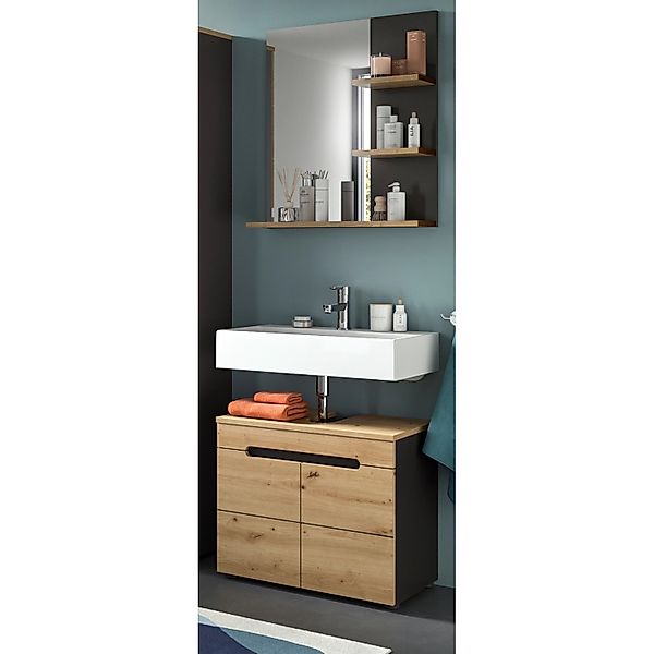 Inn.Furn Badmöbel Set in Eiche und Grau 2-teilig 63 cm Cooper günstig online kaufen