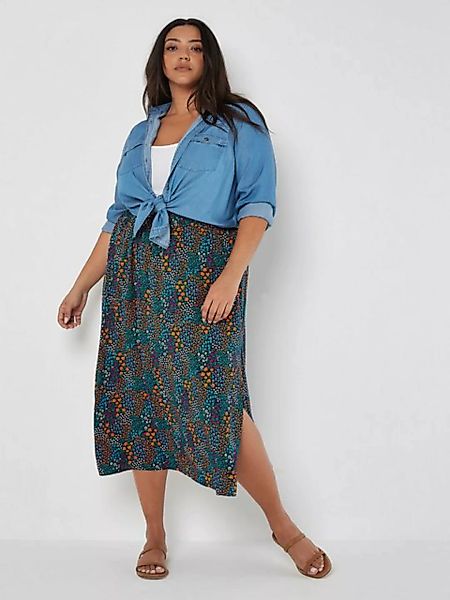 Apricot Midirock Curve Ditsy Floral Split Hem Midi Skirt, mit Seitenschlitz günstig online kaufen