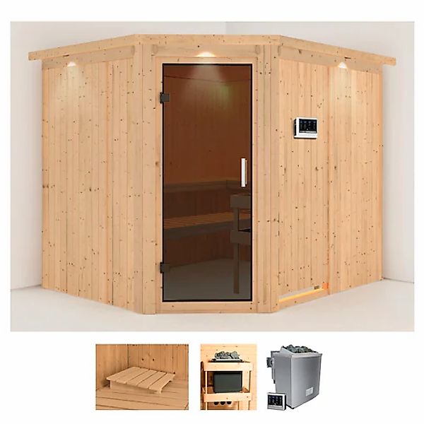 Karibu Sauna »Marit« Set, 9-kW-Bio-Ofen mit externer Steuerung günstig online kaufen