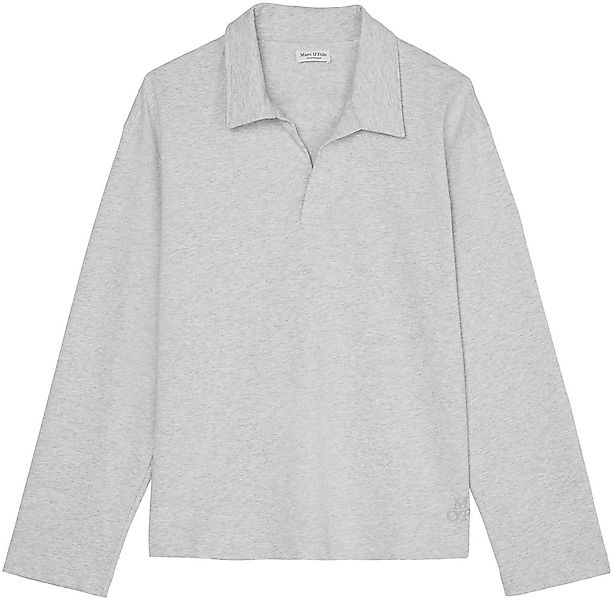 Marc OPolo Langarm-Poloshirt "Heavy Jersey-Woven", V-Ausschnitt, Langarm günstig online kaufen