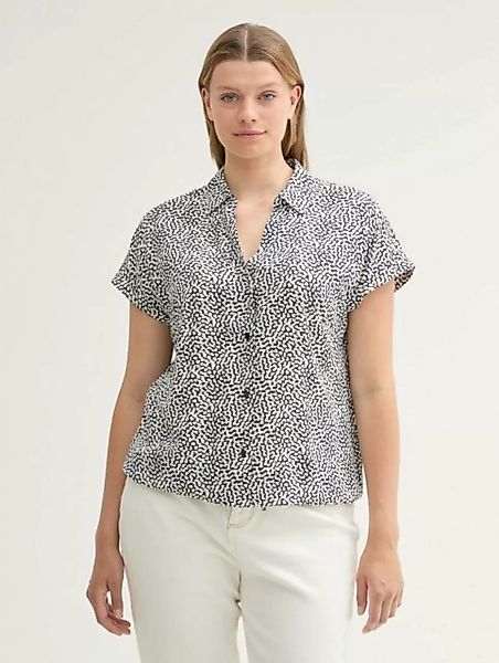 TOM TAILOR PLUS Kurzarmbluse Plus Size - Gemusterte Bluse mit LENZING™ ECOV günstig online kaufen