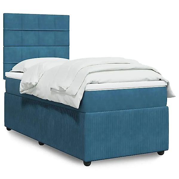 vidaXL Boxspringbett mit Matratze Blau 100x200 cm Samt 3294566 günstig online kaufen